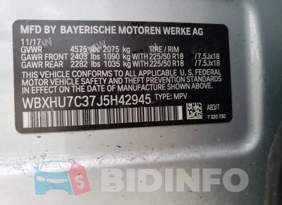 WBXHU7C37J5H42945 Photo# 14