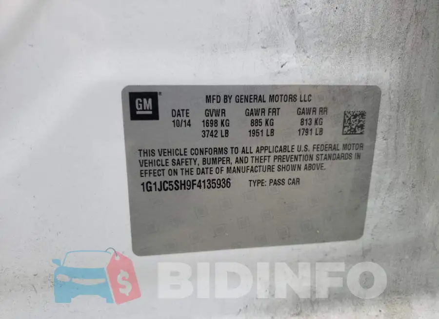 1G1JC5SH9F4135936 Photo# 10