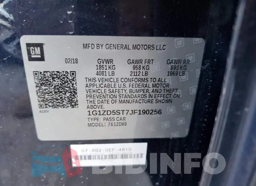 1G1ZD5ST7JF190256 Photo# 12