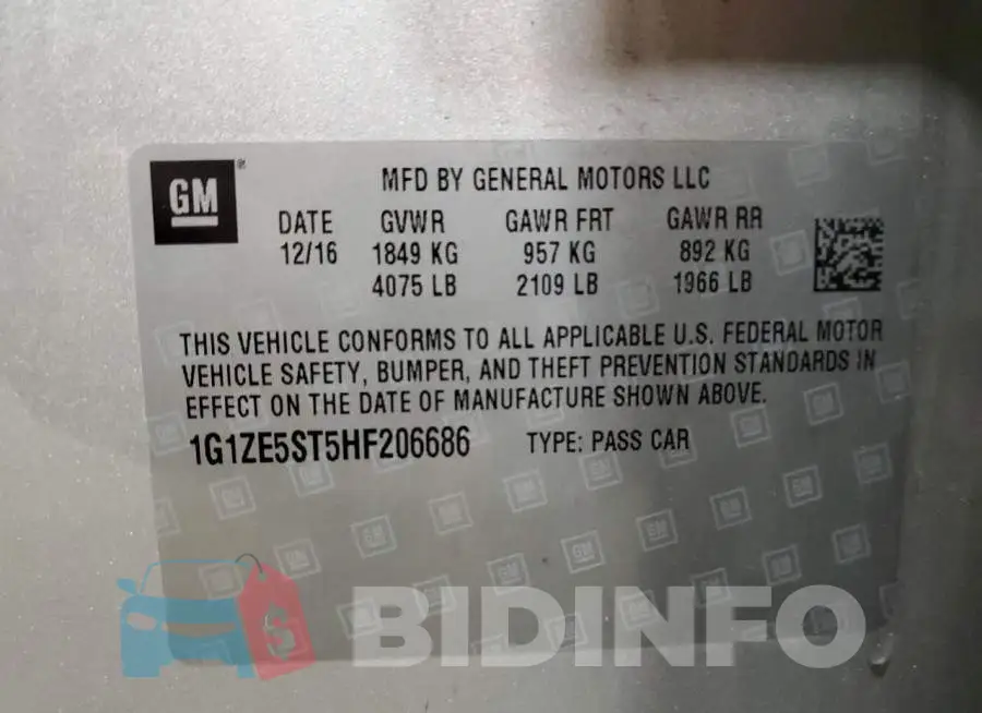 1G1ZE5ST5HF206686 Photo# 13