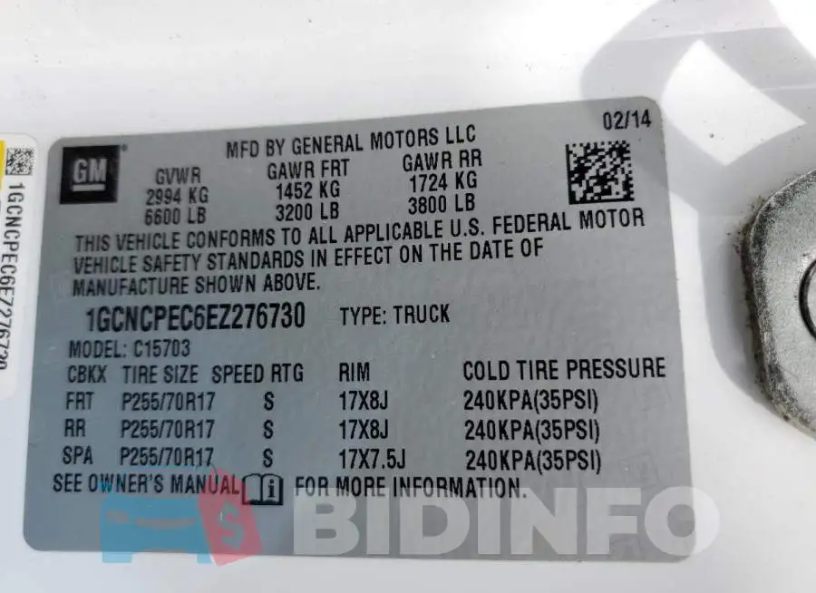 1GCNCPEC6EZ276730 Photo# 12