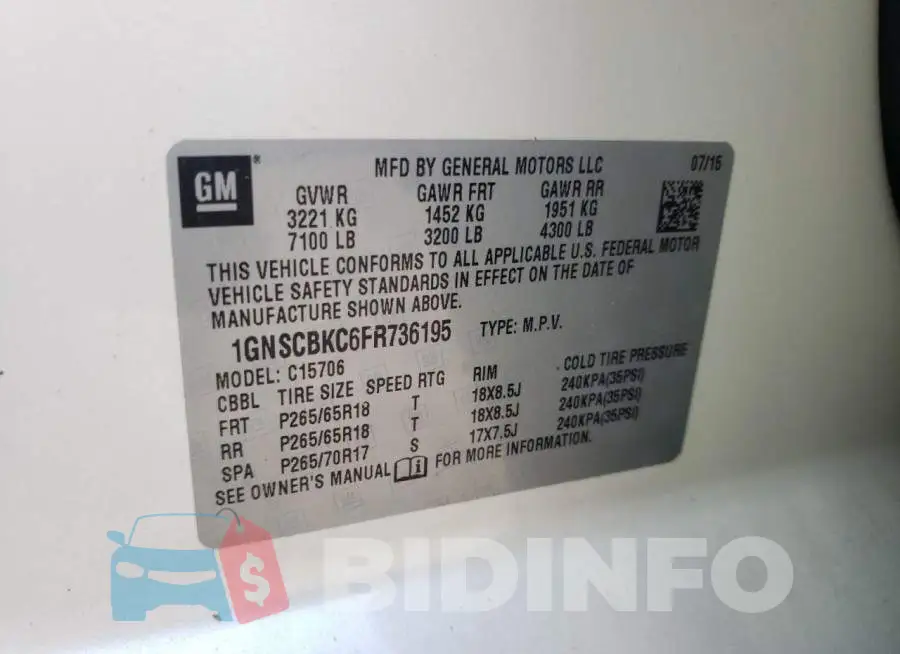 1GNSCBKC6FR736195 Photo# 13