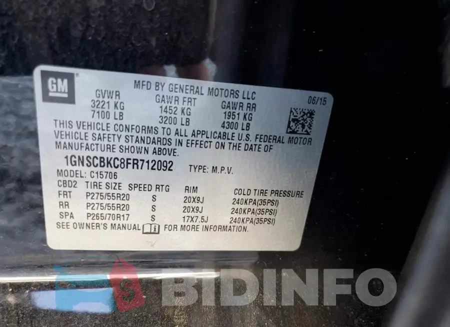 1GNSCBKC8FR712092 Photo# 13