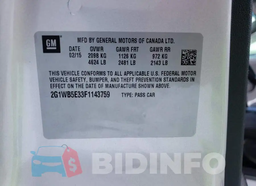 2G1WB5E33F1143759 Photo# 12