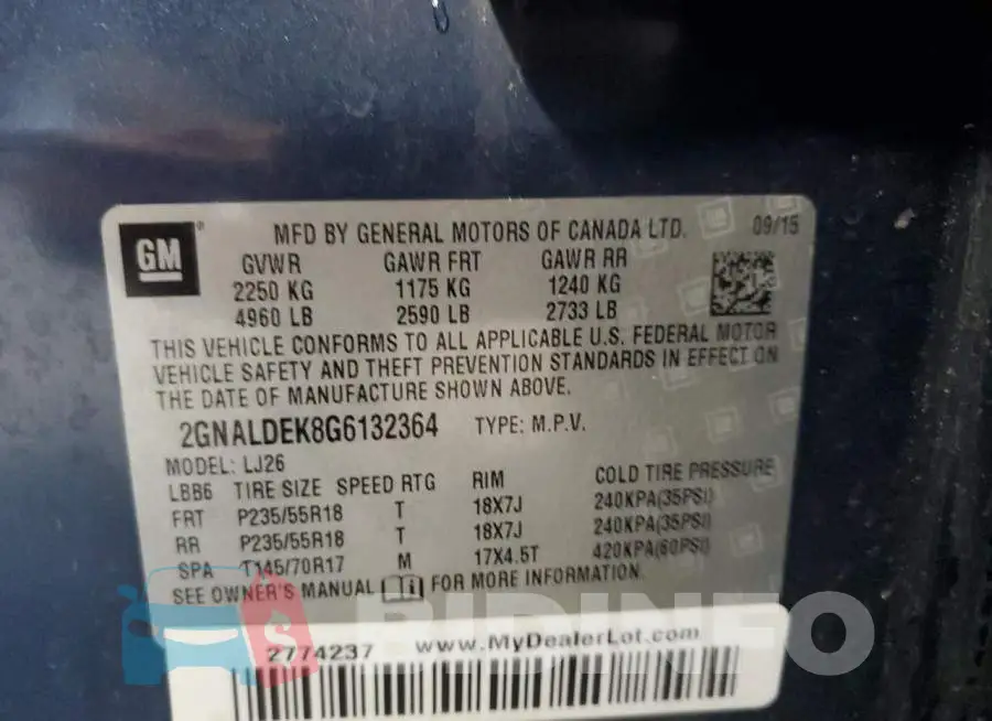 2GNALDEK8G6132364 Photo# 13