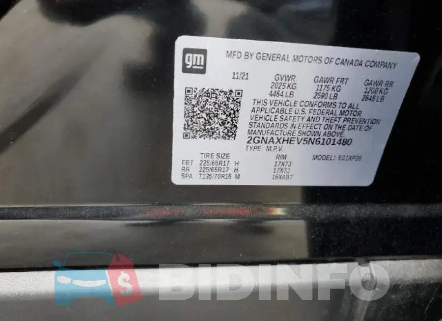 2GNAXHEV5N6101480 Photo# 14