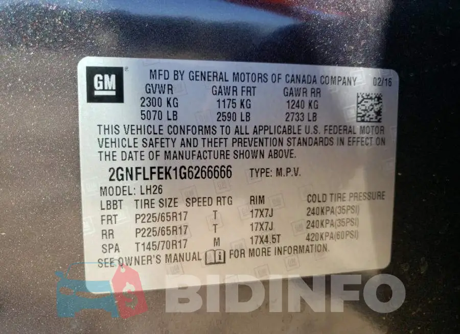 2GNFLFEK1G6266666 Photo# 12
