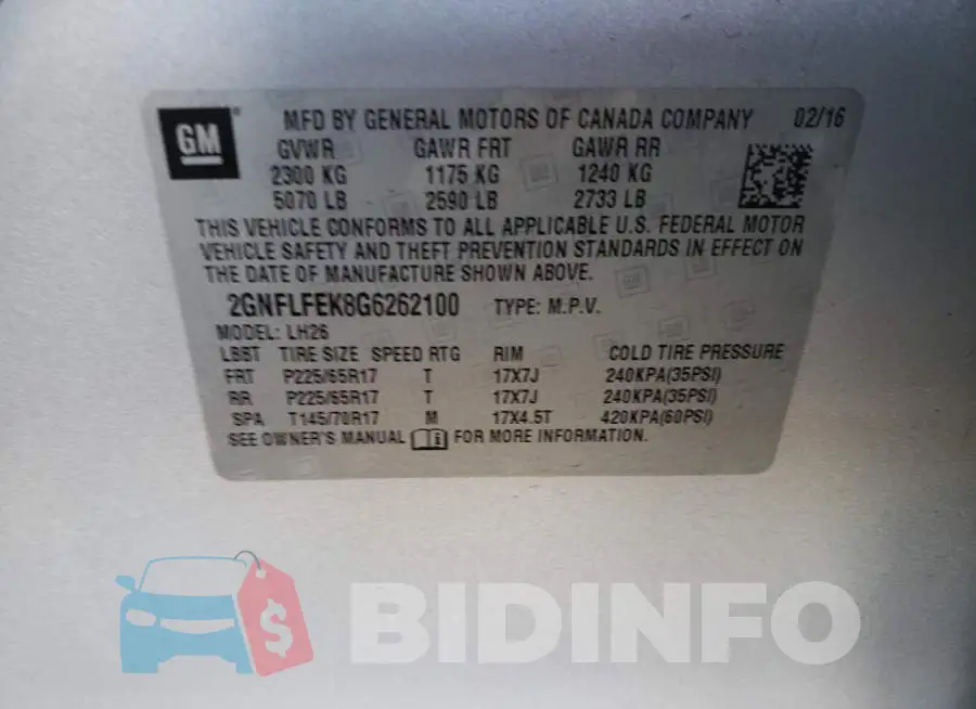 2GNFLFEK8G6262100 Photo# 13