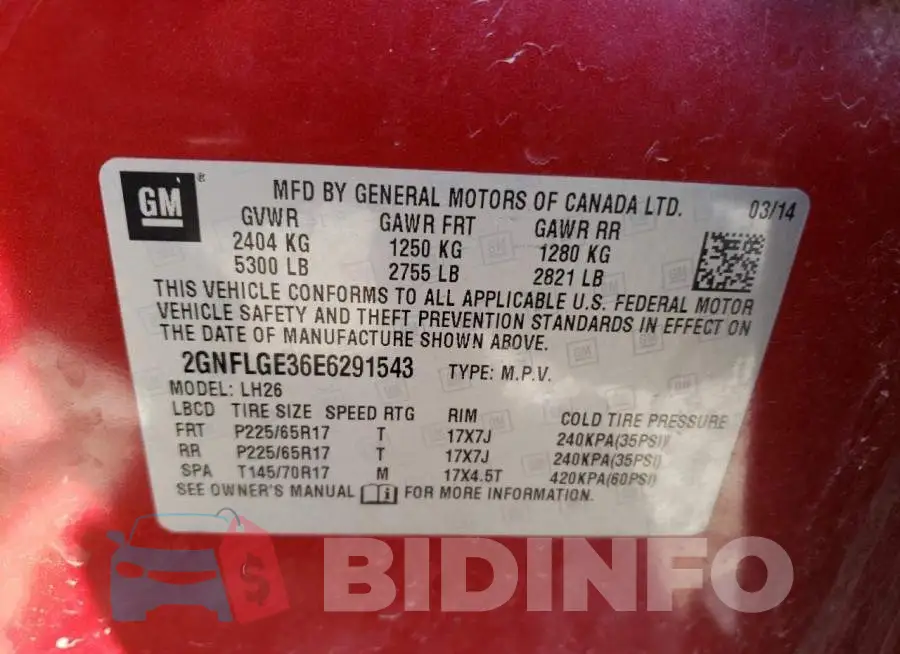 2GNFLGE36E6291543 Photo# 12