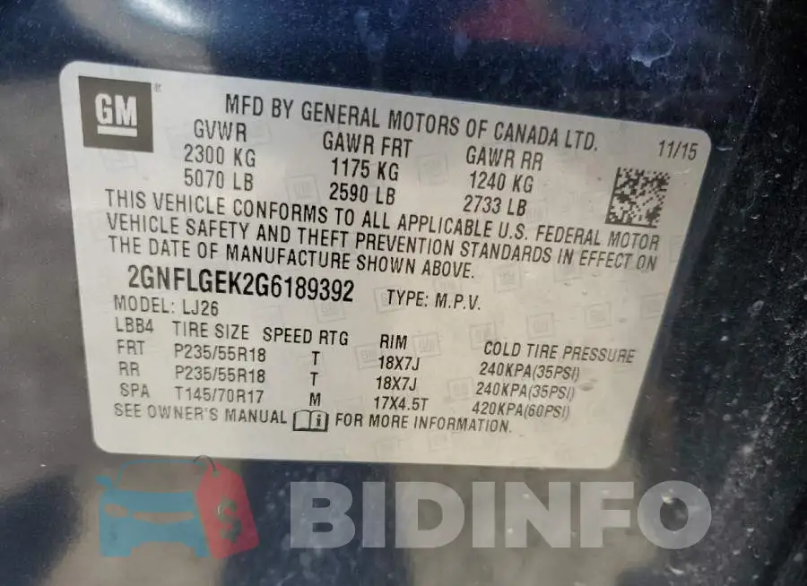 2GNFLGEK2G6189392 Photo# 13