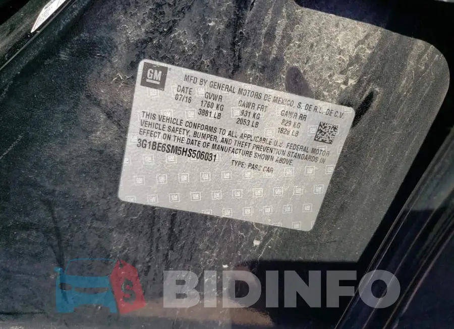 3G1BE6SM5HS506031 Photo# 12