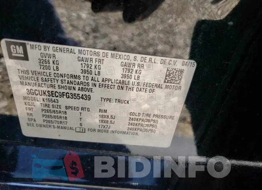 3GCUKSEC9FG355439 Photo# 12