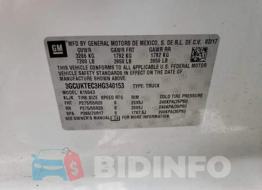 3GCUKTEC3HG340153 Photo# 12