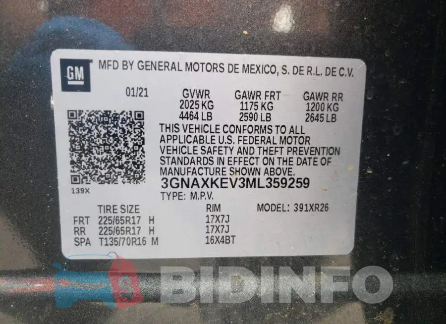 3GNAXKEV3ML359259 Photo# 13