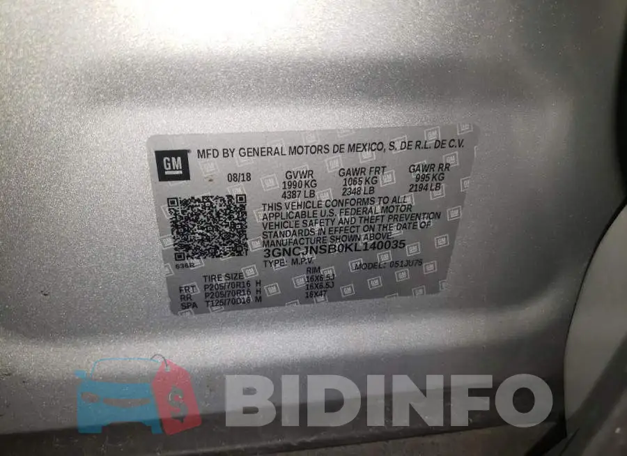 3GNCJNSB0KL140035 Photo# 12