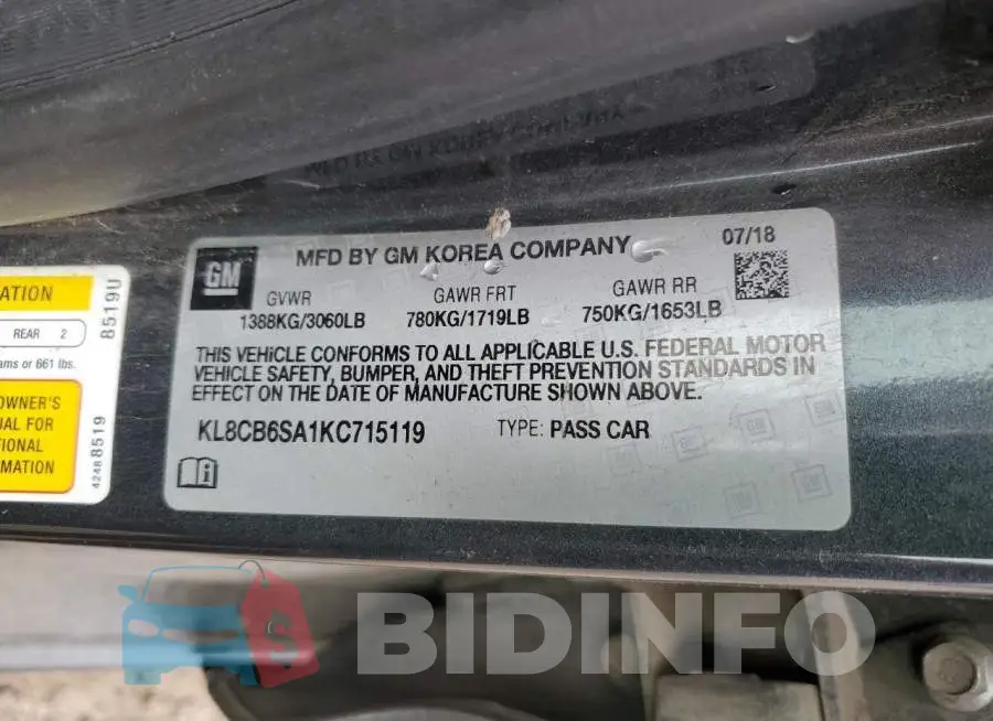 KL8CB6SA1KC715119 Photo# 12