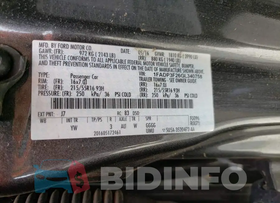 1FADP3F26GL340758 Photo# 13