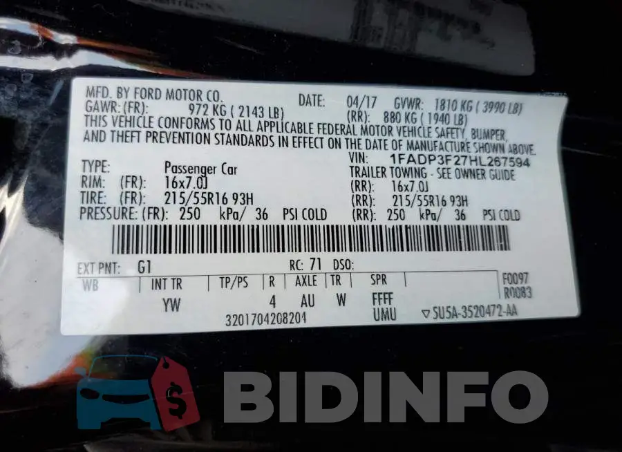 1FADP3F27HL267594 Photo# 12
