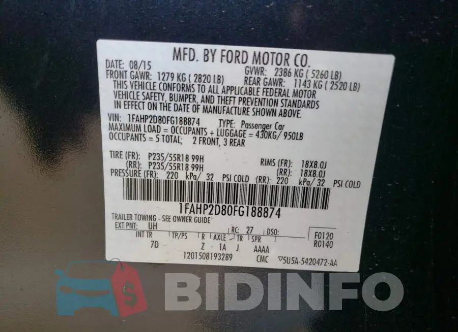 1FAHP2D80FG188874 Photo# 12