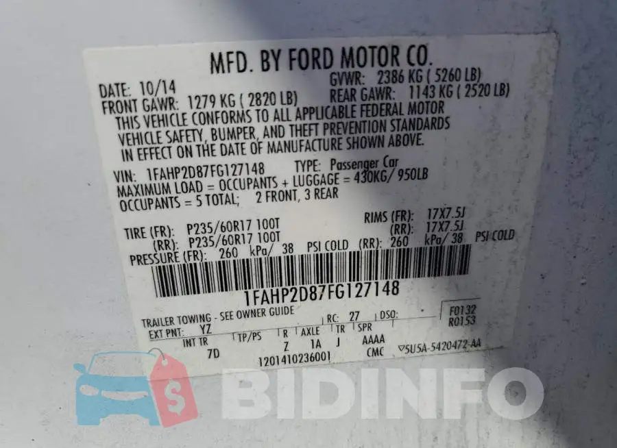 1FAHP2D87FG127148 Photo# 12