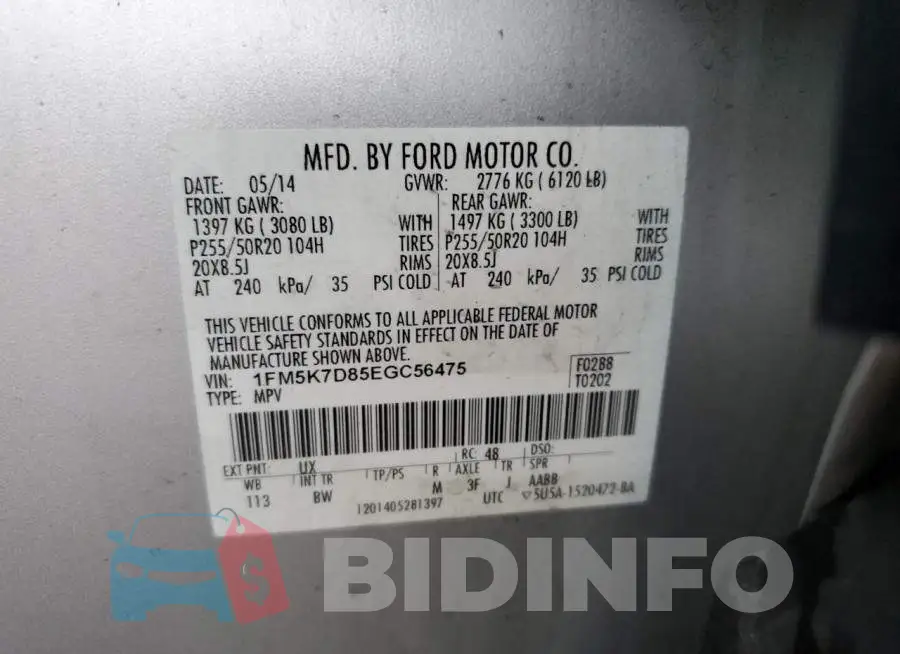 1FM5K7D85EGC56475 Photo# 13
