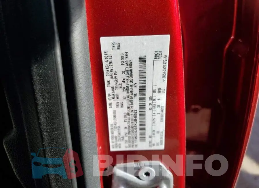 1FMCU0J95KUB48022 Photo# 13