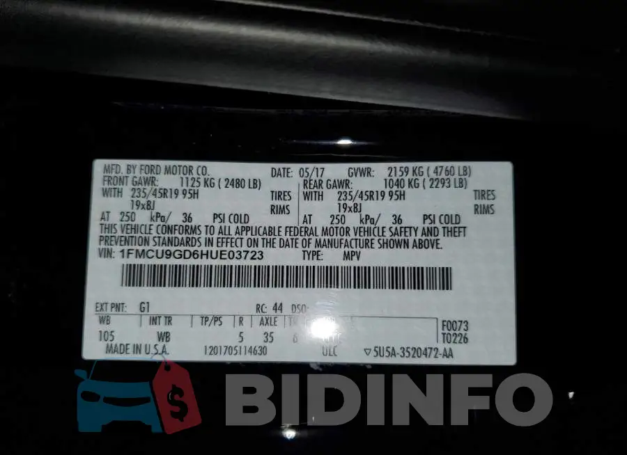 1FMCU9GD6HUE03723 Photo# 13