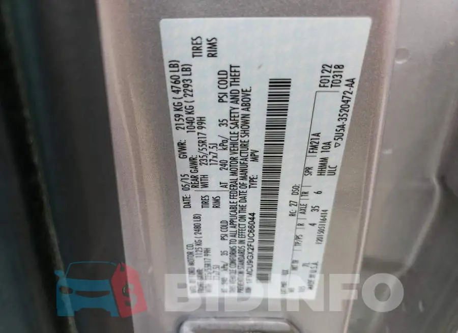 1FMCU9GX2FUC66044 Photo# 12