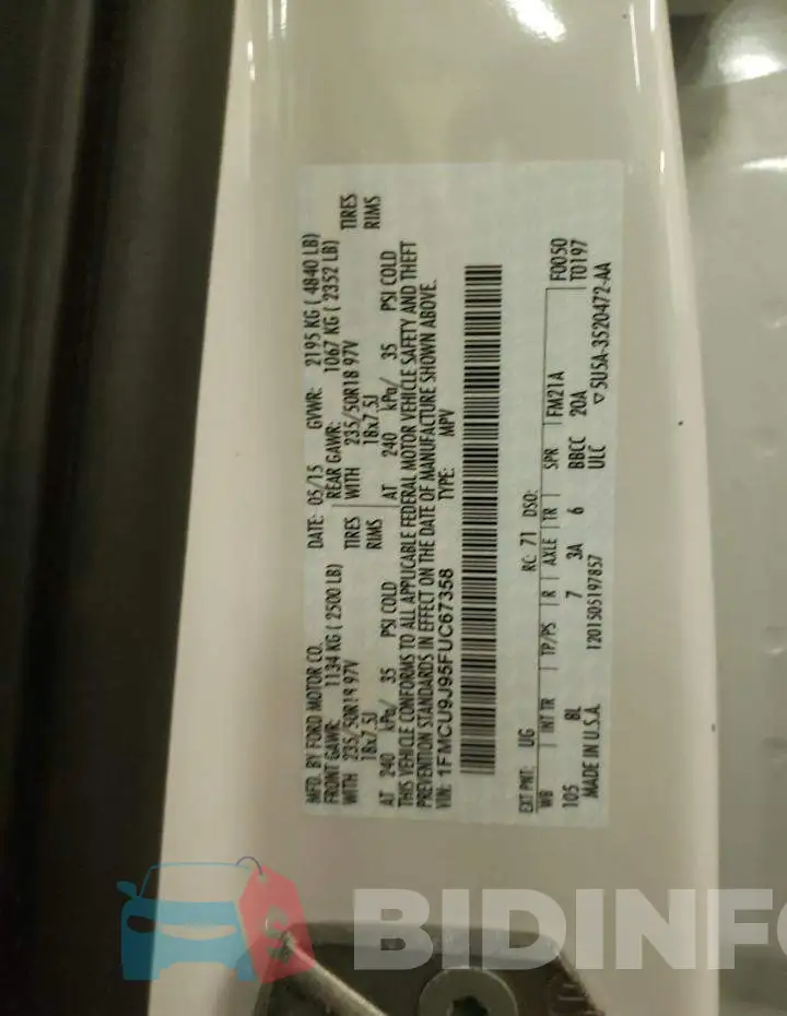 1FMCU9J95FUC67358 Photo# 14
