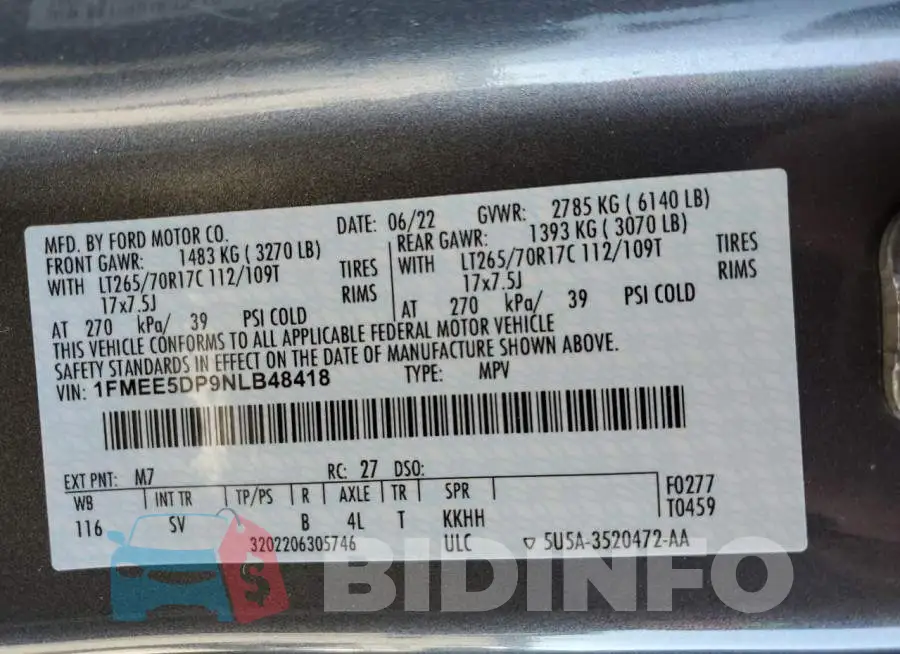 1FMEE5DP9NLB48418 Photo# 12