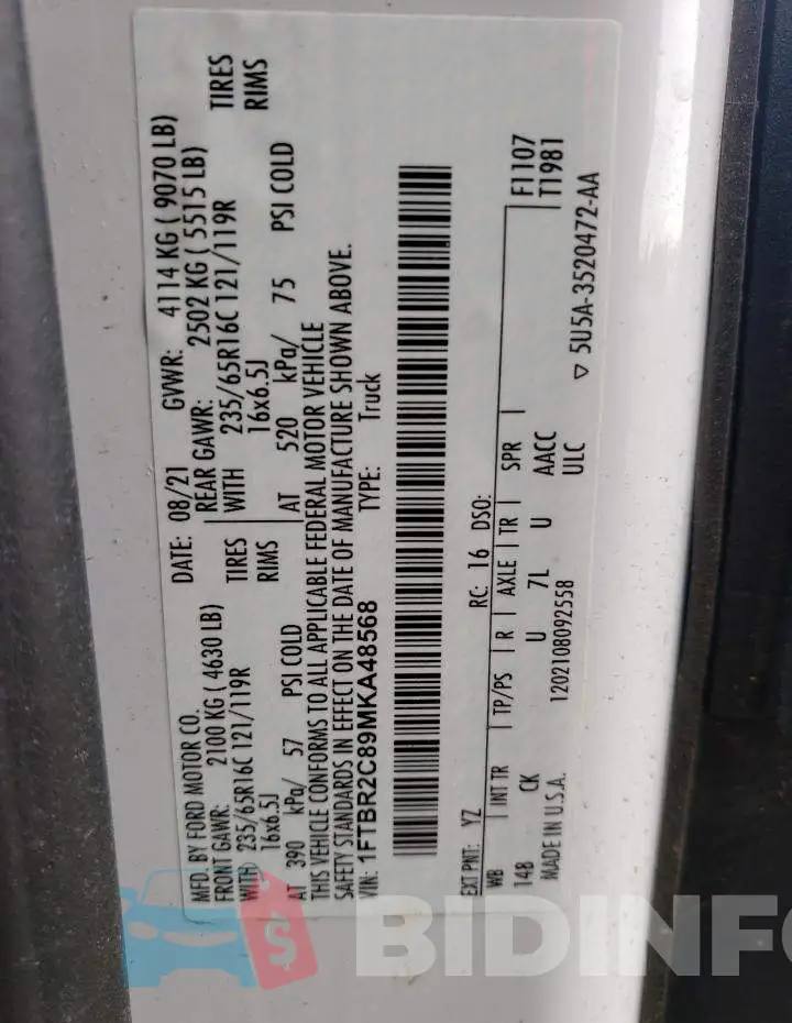 1FTBR2C89MKA48568 Photo# 13