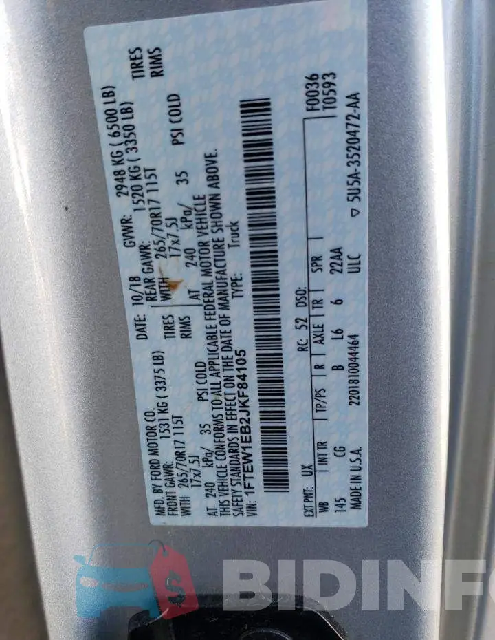 1FTEW1EB2JKF84105 Photo# 12