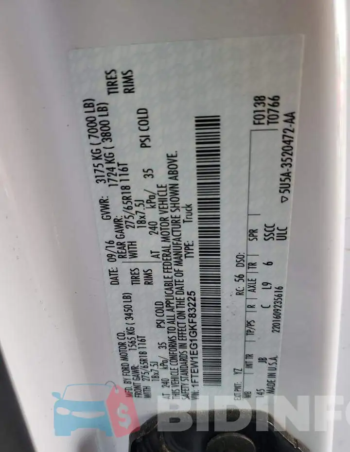 1FTEW1EG1GKF83225 Photo# 12