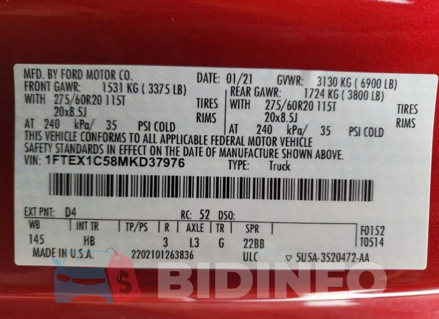 1FTEX1C58MKD37976 Photo# 13