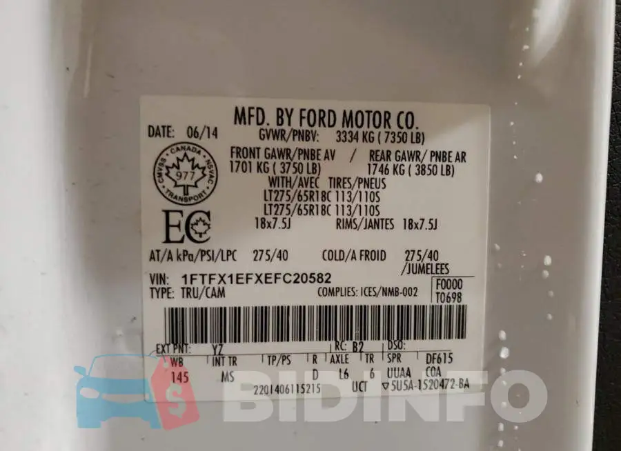 1FTFX1EFXEFC20582 Photo# 10