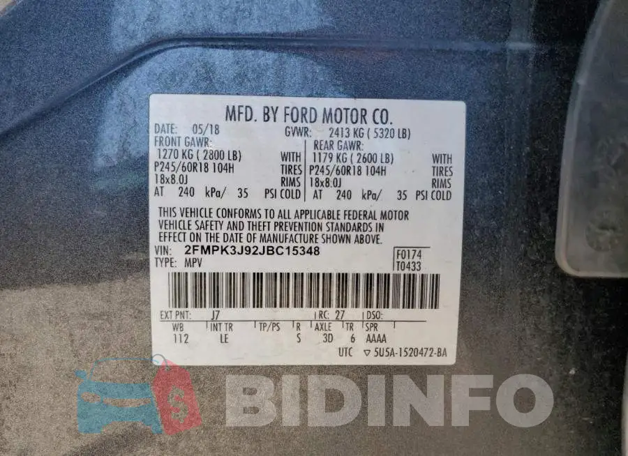 2FMPK3J92JBC15348 Photo# 13