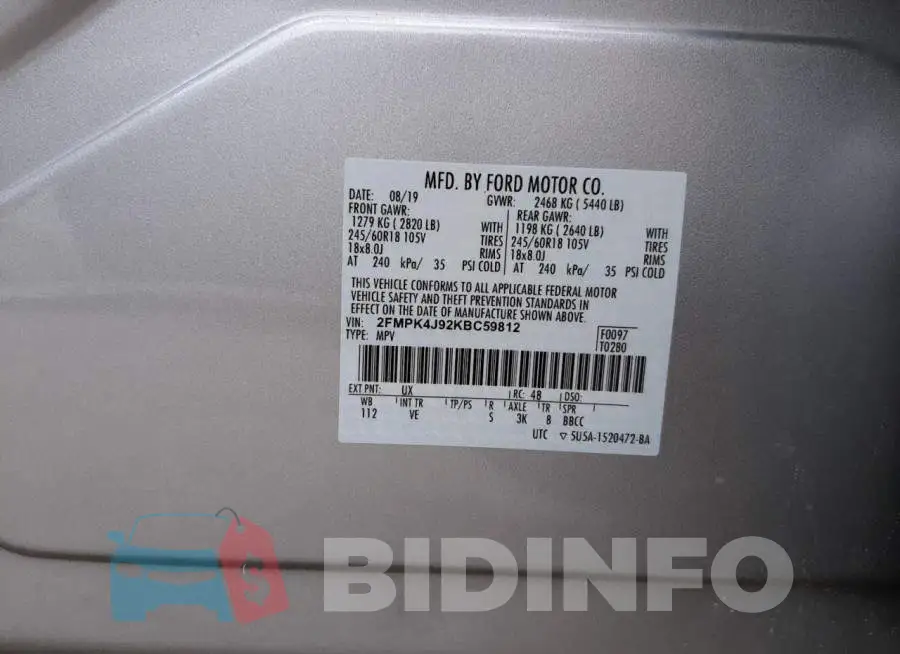 2FMPK4J92KBC59812 Photo# 13