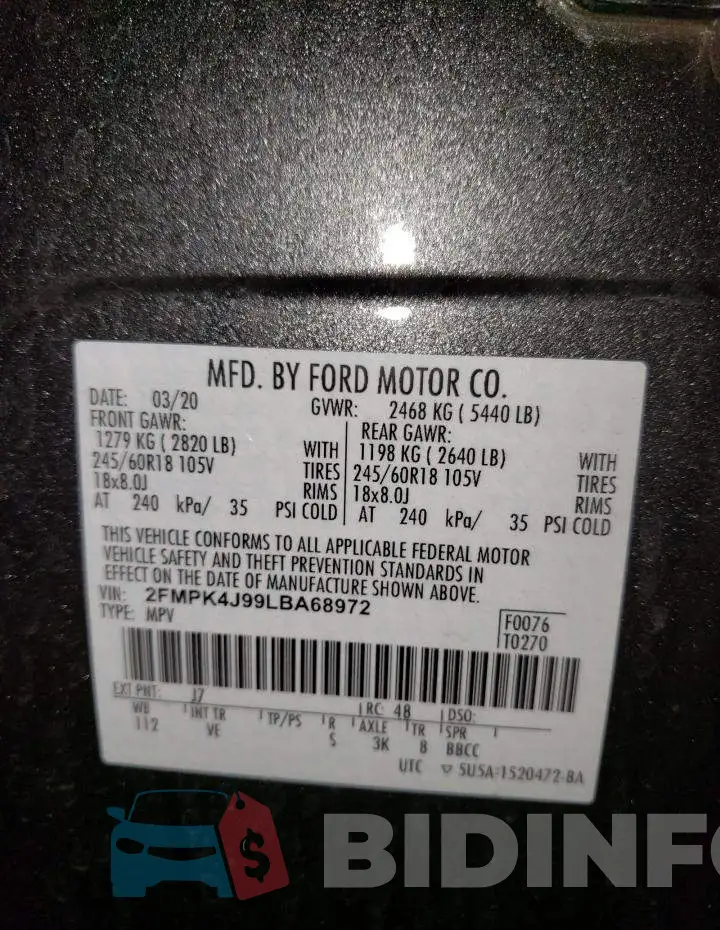 2FMPK4J99LBA68972 Photo# 14