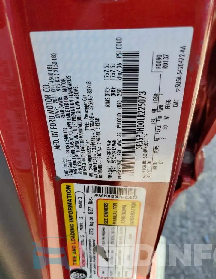 3FA6P0HD0LR225073 Photo# 12