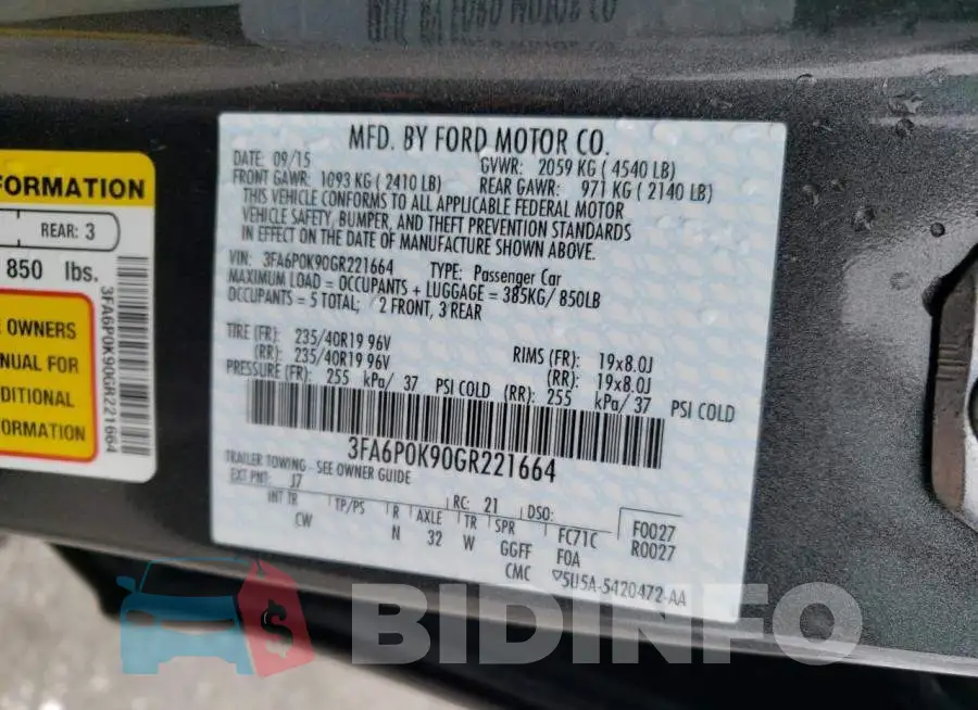 3FA6P0K90GR221664 Photo# 12