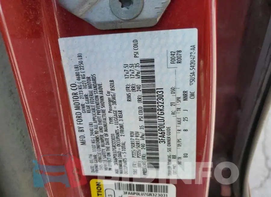 3FA6P0LU7GR323031 Photo# 12