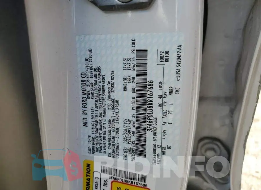 3FA6P0LU8KR167686 Photo# 13