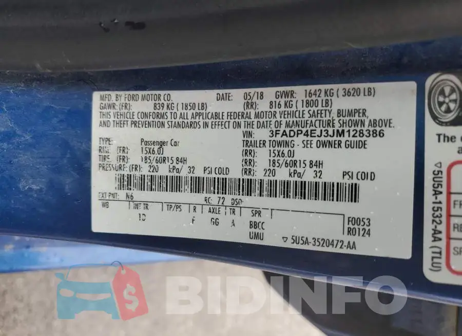 3FADP4EJ3JM128386 Photo# 12