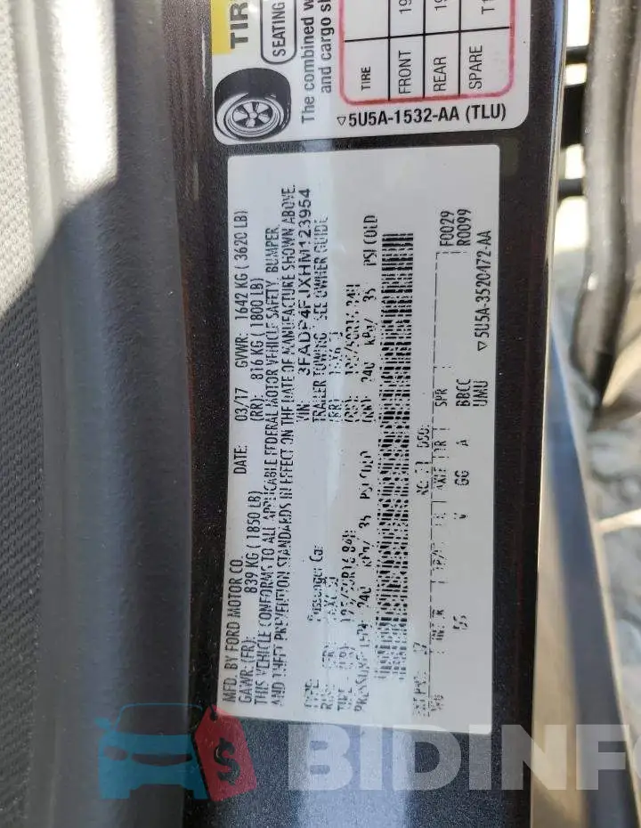 3FADP4FJXHM123954 Photo# 12