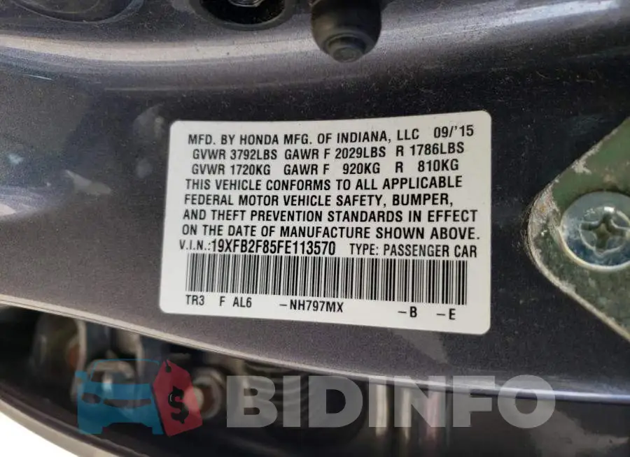 19XFB2F85FE113570 Photo# 12