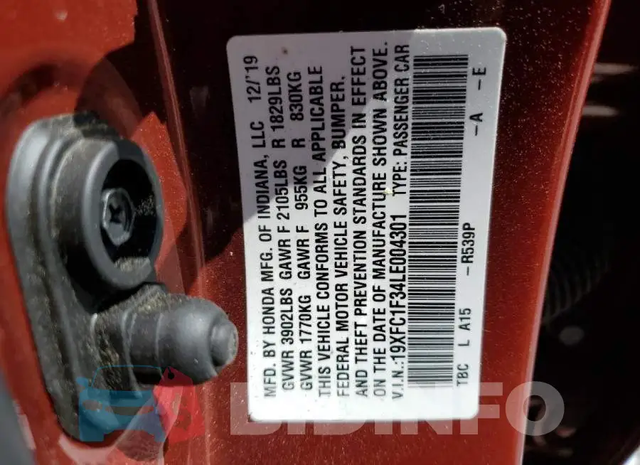 19XFC1F34LE004301 Photo# 12
