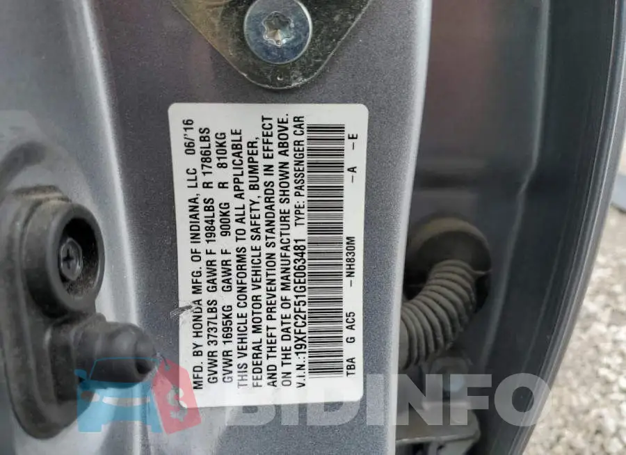 19XFC2F51GE063481 Photo# 12