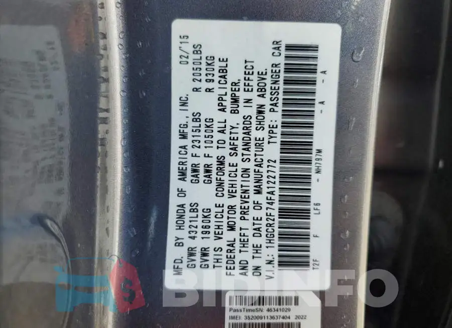 1HGCR2F74FA122772 Photo# 12