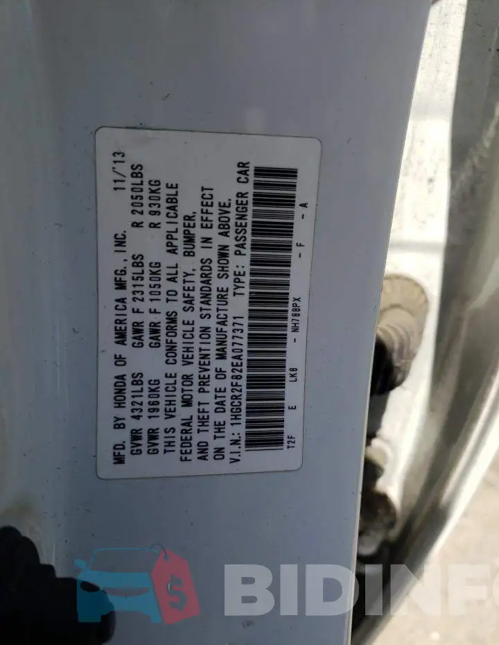 1HGCR2F82EA077371 Photo# 12
