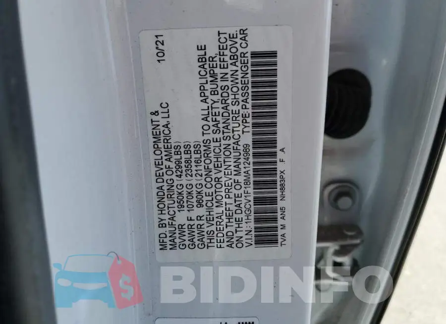 1HGCV1F18MA124989 Photo# 13